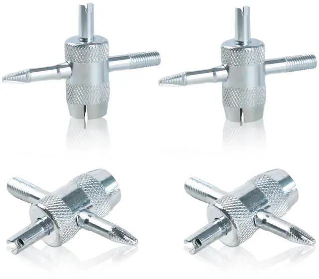 Main image of 4 Pcs 4-Way Valve Core Removal Tool Stainless Steel Tire Valve Stem Tools 4-in-1 Valve Stem Removal Tool Valve Stem Puller for Bicycle Motorcycle Car