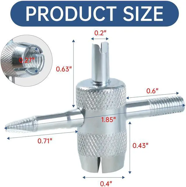 Alt view image 2 of 7 - 4 Pcs 4-Way Valve Core Removal Tool Stainless Steel Tire Valve Stem Tools 4-in-1 Valve Stem Removal Tool Valve Stem Puller for Bicycle Motorcycle Car