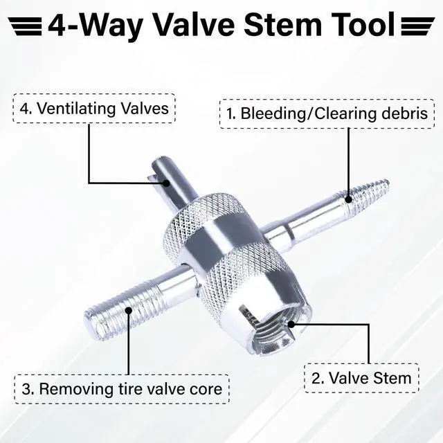 Alt view image 5 of 7 - 2 PCS 4-Way Tire Valve Stem Removal Tool, 4-in-1 Valve Core Removal Tool | Multifunctional Tire Valve Tool, Valve Stem Core Puller for Car Motorcycle Bicycle Tire Repair Replace