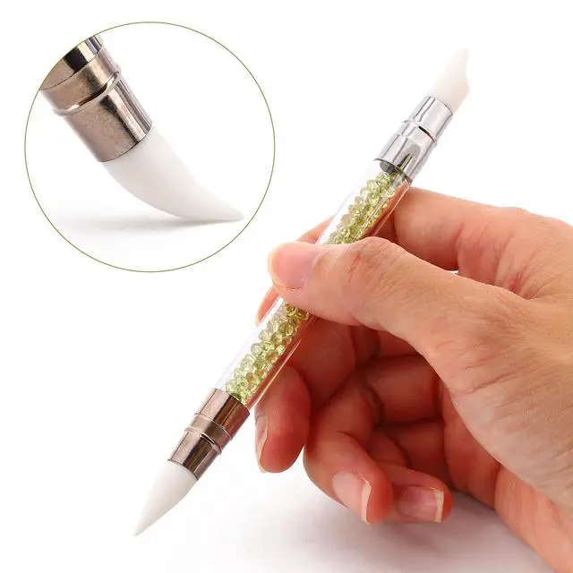 Alt view image 2 of 7 - 5 Pcs Silicone Nail Tools Dual Tipped Nail Art Sculpture Pen Rhinestone Nail Polish Carving Pen Rubber Tip Nail Brushes