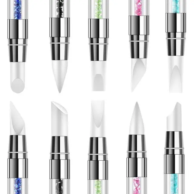 Alt view image 6 of 7 - 5 Pcs Silicone Nail Tools Dual Tipped Nail Art Sculpture Pen Rhinestone Nail Polish Carving Pen Rubber Tip Nail Brushes