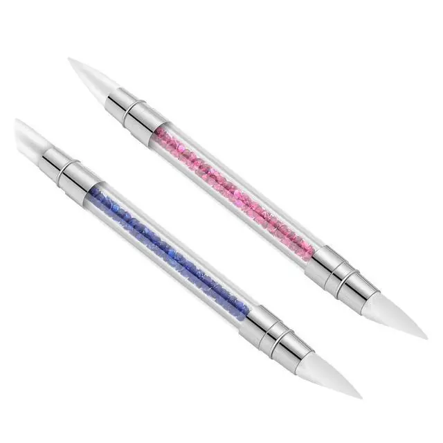 Alt view image 7 of 7 - 5 Pcs Silicone Nail Tools Dual Tipped Nail Art Sculpture Pen Rhinestone Nail Polish Carving Pen Rubber Tip Nail Brushes