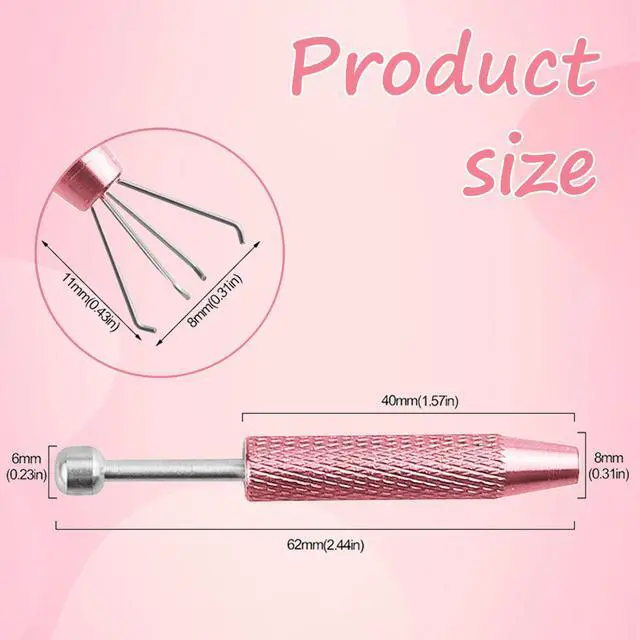Alt view image 2 of 7 - 2 PCS Piercing Ball Grabber Tool Set,4 Claw Diamond Tweezers for Easy Jewelry Changing,Piercing Removal Tool,Stainless Steel Gem Pickup Tool for Septum, Earrings,Small Parts,Pink