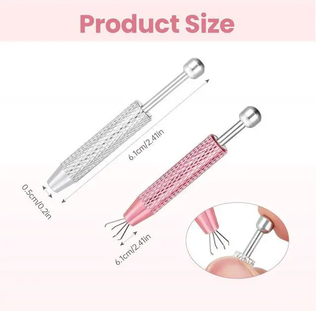Alt view image 2 of 6 - 2 Pack Piercing Ball Grabber Tool, Stainless Steel Piercing Removal Tool | Piercing Tool For Changing Jewelry, Piercing Kit for Earring Nose Ring, 4 Prongs Gem Picker Tool, Flat-back Earring Tool