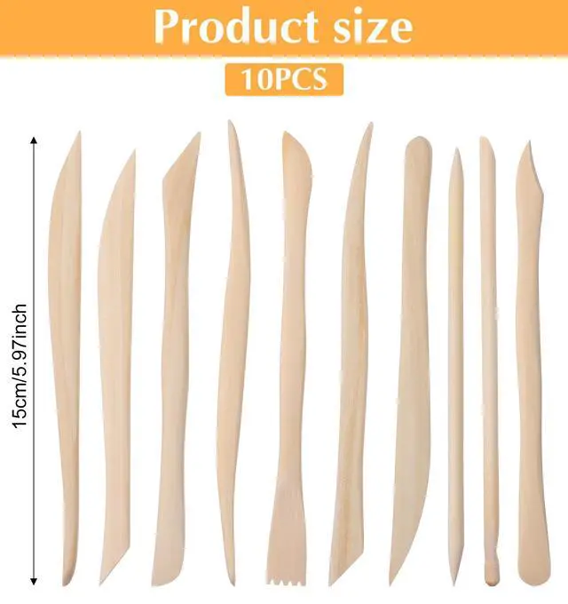 Alt view image 2 of 7 - 10 Piece 6 Inch Sculpting Tools, Modeling Clay Tools Double Ended | Professional Grade, for Ceramics, & Polymer Clays, Carving, Detailing
