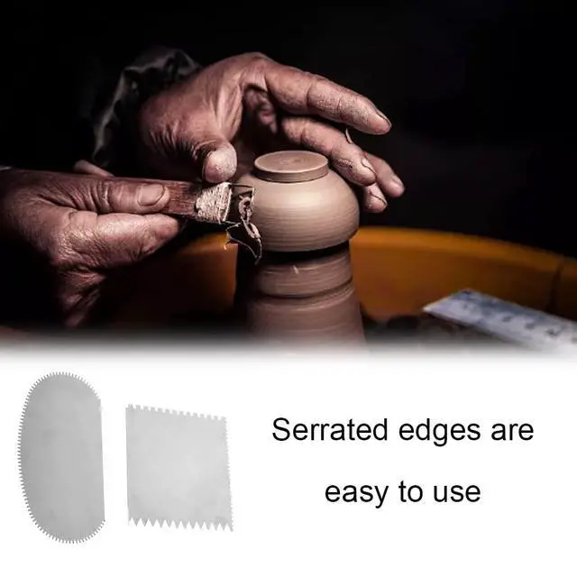 Alt view image 4 of 7 - 2 Pcs Serrated Scraper Crafts Tool Stainless Steel Pottery Clay Sculpture Scraper Ceramics Clay Sculpting Tools Kit for Sculpting Texturing Modeling