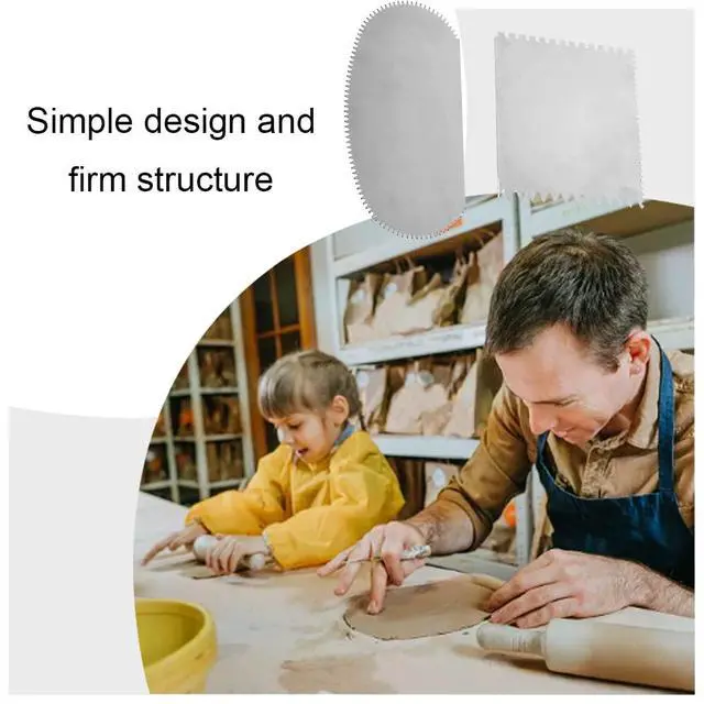 Alt view image 5 of 7 - 2 Pcs Serrated Scraper Crafts Tool Stainless Steel Pottery Clay Sculpture Scraper Ceramics Clay Sculpting Tools Kit for Sculpting Texturing Modeling