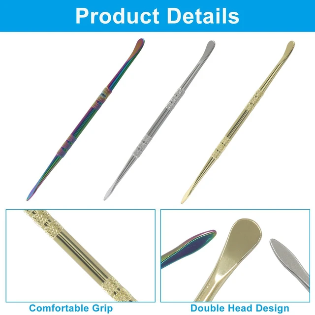 Alt view image 3 of 5 - 3 Pack Stainless Steel Wax Carving Tools, Golden/Silver/Rainbow | Double-Headed Sculpting Spoon, Modeling Tool Set, For Carving/Modeling
