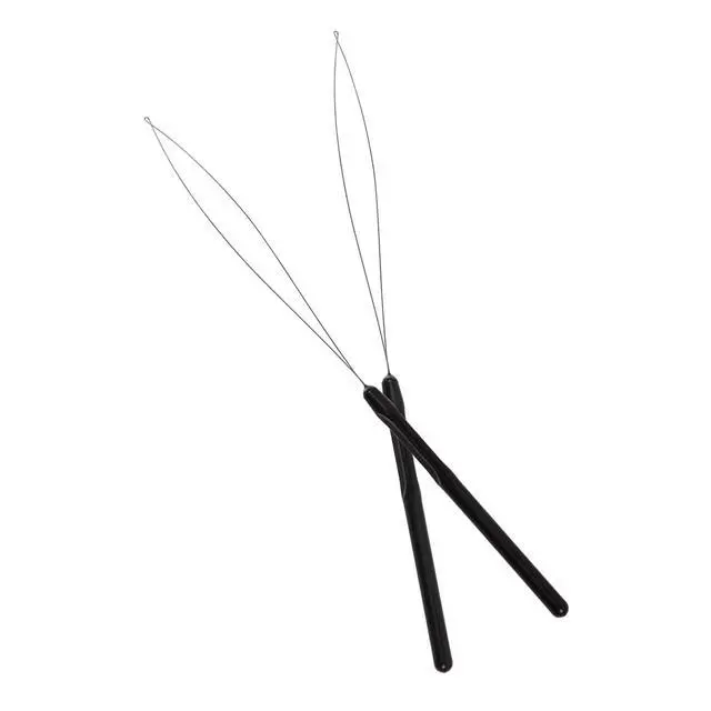 Alt view image 2 of 5 - 10 Pcs Hair Extension Loop Threader, Bead Hair Extension Tools, Black | Hair Extension Tools, Hair Extension Loop Tool, Pulling Hook Tool and Feather Extension Bead Threader