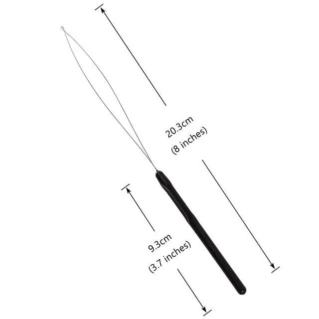 Alt view image 3 of 5 - 10 Pcs Hair Extension Loop Threader, Bead Hair Extension Tools, Black | Hair Extension Tools, Hair Extension Loop Tool, Pulling Hook Tool and Feather Extension Bead Threader