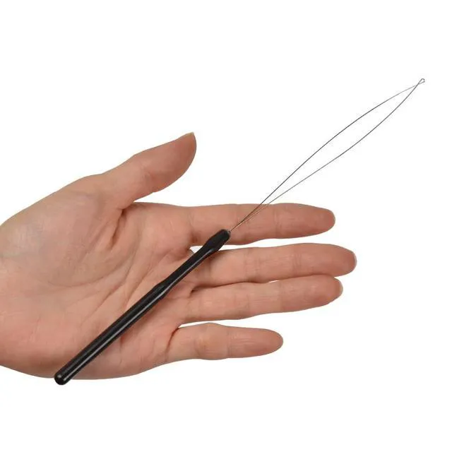 Alt view image 5 of 5 - 10 Pcs Hair Extension Loop Threader, Bead Hair Extension Tools, Black | Hair Extension Tools, Hair Extension Loop Tool, Pulling Hook Tool and Feather Extension Bead Threader