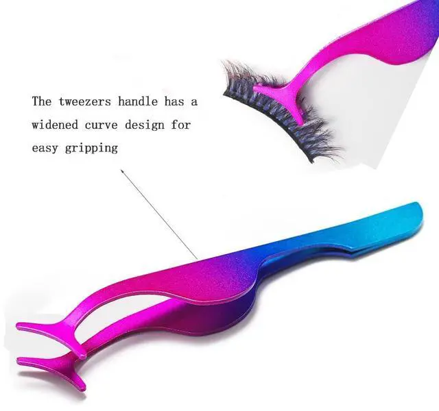 Alt view image 3 of 7 - Eyelash Applicator Tool Eyelash Tweezers for Strip Lashes | 3PCS Stainless Steel Lash Extension Applicator Nipper Easy Apply & Remove Lashes Makeup Tools (Black, Rose Gold,Rainbow)