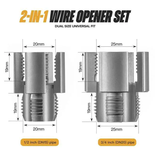Alt view image 4 of 7 - 2Pcs Integrated Internal & External PVC Pipe Threading Tool Set | 1/2" (DN15) 3/4" (DN20) Pipe Sizes Rethreading Tool, Compatible Most Types of Electric Drills PVC Pipe Threader Kit