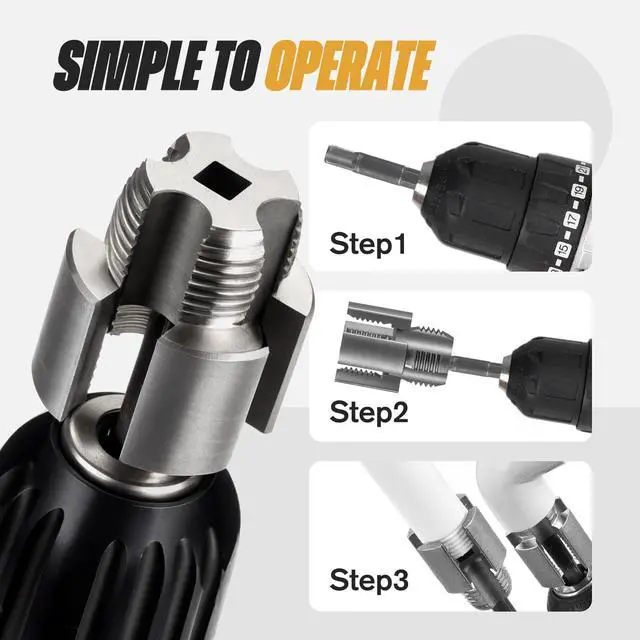 Alt view image 6 of 7 - 2Pcs Integrated Internal & External PVC Pipe Threading Tool Set | 1/2" (DN15) 3/4" (DN20) Pipe Sizes Rethreading Tool, Compatible Most Types of Electric Drills PVC Pipe Threader Kit