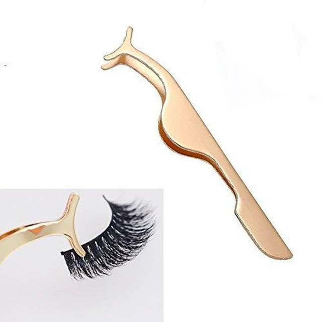 Alt view image 2 of 5 - False Eyelashes Applicator Tool Eyelash Extension Tweezers Remover Clip Tweezers Nipper (Golden)