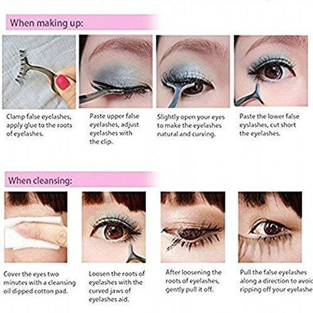 Alt view image 5 of 5 - False Eyelashes Applicator Tool Eyelash Extension Tweezers Remover Clip Tweezers Nipper (Golden)