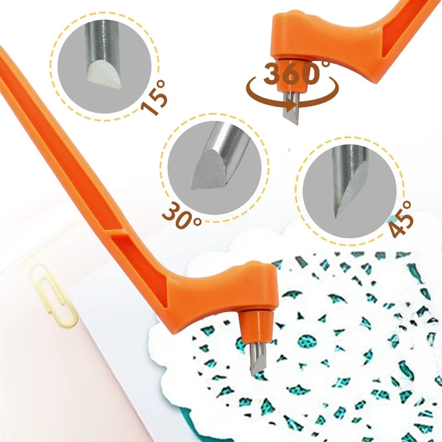 Alt view image 4 of 6 - Orange Craft Cutting Tools Pen | 3 Different 360 Degree Rotating Blades, Stainless Steel Cutter, For Stencils Scrapbooks DIY Crafts
