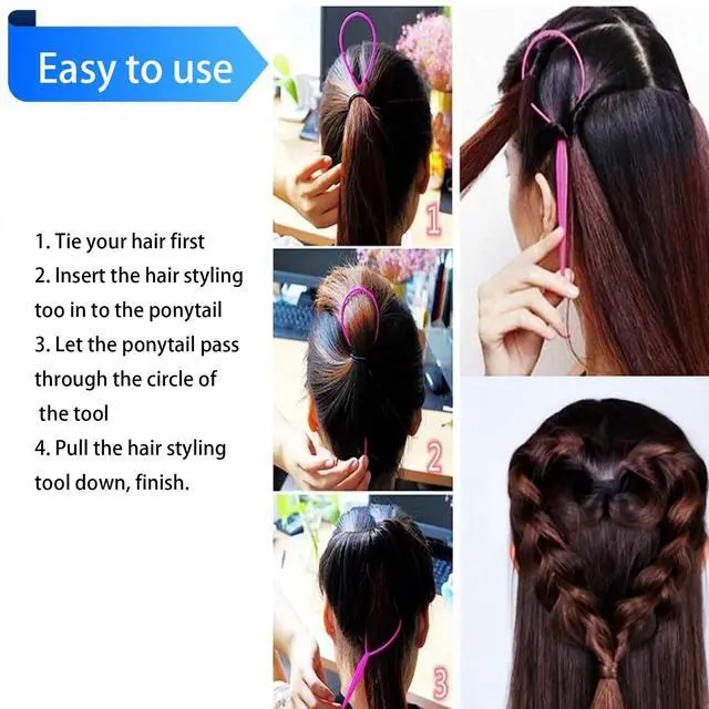 Alt view image 4 of 7 - Hair Tail Tools, Hair Loop Styling Tool French Braiding Hair Tool | ZTRHYOO 6pcs Hair Braid Accessories Ponytail Maker for Women Girls, Ponytail Hair Pull Through Tool (2pink+2blue+2purple)