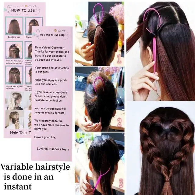 Alt view image 6 of 7 - Topsy Tail Hair Tool Set - 6pcs Loop Styling Tool, Ponytail Pull Through, Two Sizes, 3 Colors (Pink/Purple/Blue) for Women, Girls & Kids