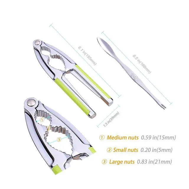 Alt view image 2 of 7 - Nut Cracker, Nutcracker, Seafood Tools, Walnut Cracker for All Nuts, Heavy Duty Shell Cracker with 2 PCS Forks/Picks, Lobster Crab Crackers with Non-slip Handle