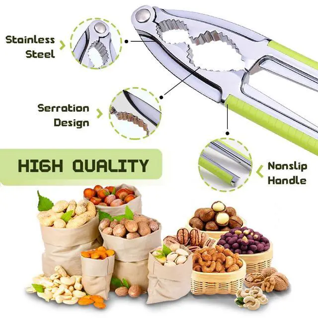 Alt view image 3 of 7 - Nut Cracker, Nutcracker, Seafood Tools, Walnut Cracker for All Nuts, Heavy Duty Shell Cracker with 2 PCS Forks/Picks, Lobster Crab Crackers with Non-slip Handle