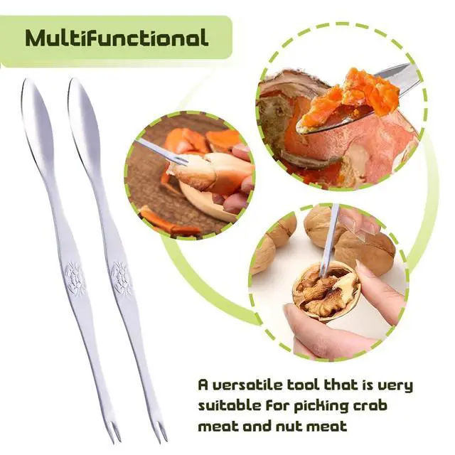 Alt view image 4 of 7 - Nut Cracker, Nutcracker, Seafood Tools, Walnut Cracker for All Nuts, Heavy Duty Shell Cracker with 2 PCS Forks/Picks, Lobster Crab Crackers with Non-slip Handle