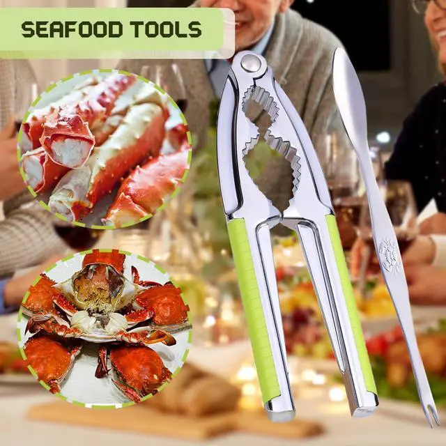 Alt view image 5 of 7 - Nut Cracker, Nutcracker, Seafood Tools, Walnut Cracker for All Nuts, Heavy Duty Shell Cracker with 2 PCS Forks/Picks, Lobster Crab Crackers with Non-slip Handle