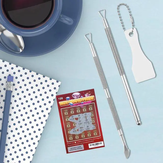 Alt view image 3 of 6 - 3 Pcs Lottery Ticket Scratcher Tool Set, Multi-Use Scratch Off Tool | Blade Tip, Ball Bead Tip & Plastic Scraper, Scraping Tool Set for Tickets Stickers Labels Films Gift Cards