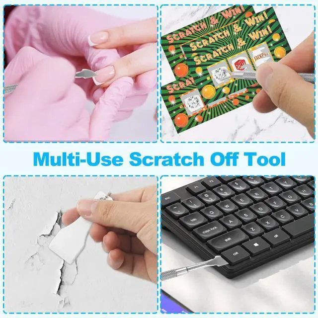 Alt view image 6 of 6 - 3 Pcs Lottery Ticket Scratcher Tool Set, Multi-Use Scratch Off Tool | Blade Tip, Ball Bead Tip & Plastic Scraper, Scraping Tool Set for Tickets Stickers Labels Films Gift Cards