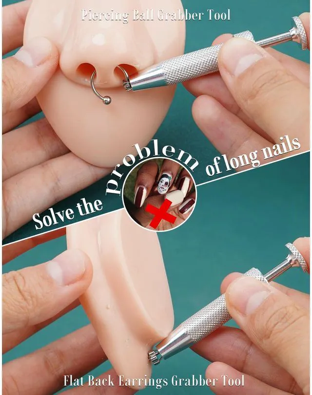 Alt view image 3 of 7 - Anti-Slip Piercing Ball Grabber Tool with Ergonomic Design for Changing Jewelry, Stainless Steel Jeweler Pick Up 4 Claw Gem Piercing Changing Tool Body Piercing Kit for Ear Nose Lip