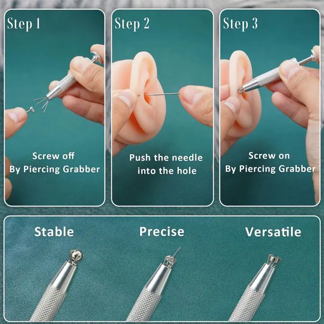 Alt view image 4 of 7 - Anti-Slip Piercing Ball Grabber Tool with Ergonomic Design for Changing Jewelry, Stainless Steel Jeweler Pick Up 4 Claw Gem Piercing Changing Tool Body Piercing Kit for Ear Nose Lip