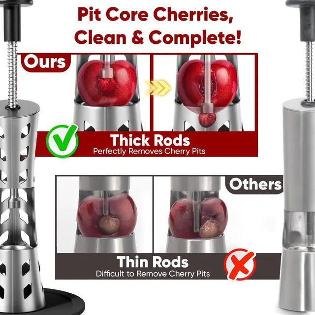 Alt view image 2 of 7 - Cherry Pitter, Premium Cherry Pitter Remover Tool, 304 Stainless Steel Cherry Seed Remover, Durable Cherry Stoner Fruit Pit Corer Deseeder Kitchen Tool, Press Type, More Labor Saving