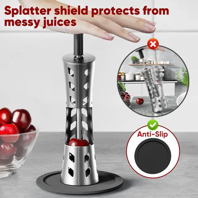 Alt view image 4 of 7 - Cherry Pitter, Premium Cherry Pitter Remover Tool, 304 Stainless Steel Cherry Seed Remover, Durable Cherry Stoner Fruit Pit Corer Deseeder Kitchen Tool, Press Type, More Labor Saving