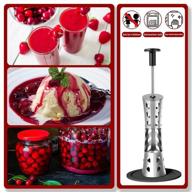 Alt view image 7 of 7 - Cherry Pitter, Premium Cherry Pitter Remover Tool, 304 Stainless Steel Cherry Seed Remover, Durable Cherry Stoner Fruit Pit Corer Deseeder Kitchen Tool, Press Type, More Labor Saving