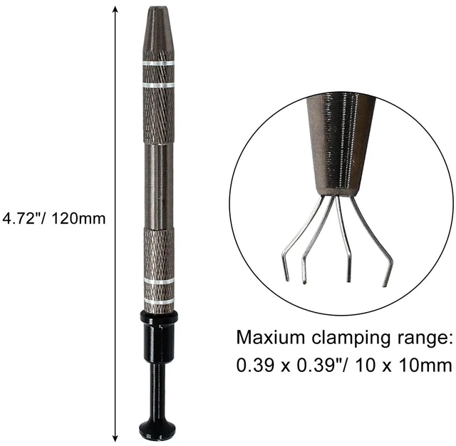 Alt view image 2 of 5 - 4-Claw Pick up Tool Piercing Ball Grabber, Gray Jewel Pickup Tool | Stainless Steel 4 Prongs Jewel Pickup Tool Terp Pearl Grabber for IC Chip Electronic Components Nails Clamping
