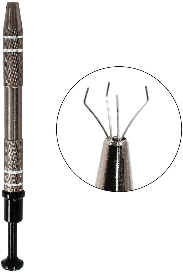 Alt view image 5 of 5 - 4-Claw Pick up Tool Piercing Ball Grabber, Gray Jewel Pickup Tool | Stainless Steel 4 Prongs Jewel Pickup Tool Terp Pearl Grabber for IC Chip Electronic Components Nails Clamping