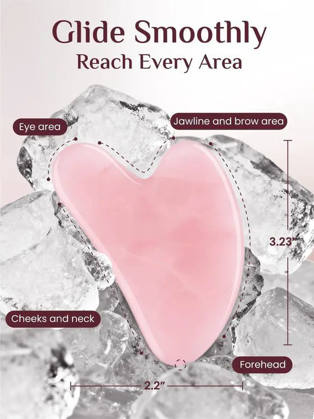 Alt view image 2 of 5 - Gua Sha Facial Tools, Rose Quartz Guasha Tool for Acupuncture, Manual Massage Tool for Jawline Sculpting and Puffiness Reducing, Gua Sha Facial Massage Tool, Skin-Care Gift (Pink)