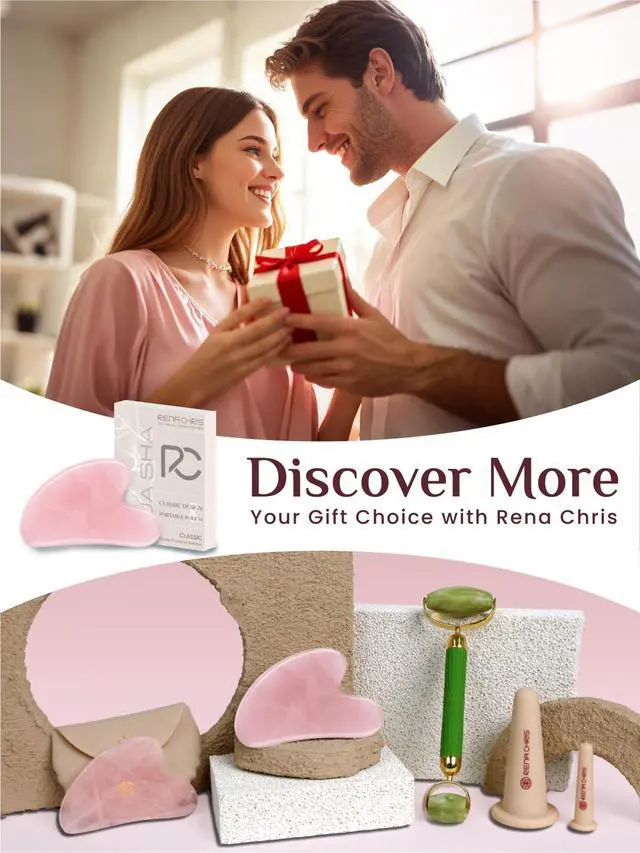 Alt view image 5 of 5 - Gua Sha Facial Tools, Rose Quartz Guasha Tool for Acupuncture, Manual Massage Tool for Jawline Sculpting and Puffiness Reducing, Gua Sha Facial Massage Tool, Skin-Care Gift (Pink)
