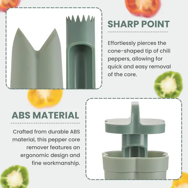 Alt view image 3 of 7 - Corer Tool Seed Remover and Pepper Seed Core Remover Vegetable Core Remover and Corer Tool Kitchen for Jalapenos, Bell Peppers