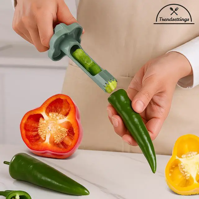 Alt view image 7 of 7 - Corer Tool Seed Remover and Pepper Seed Core Remover Vegetable Core Remover and Corer Tool Kitchen for Jalapenos, Bell Peppers