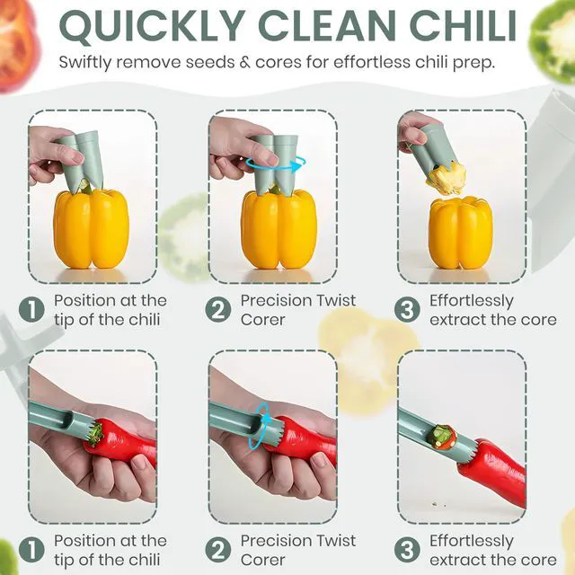 Alt view image 4 of 7 - Corer Tool Seed Remover and Pepper Seed Core Remover Vegetable Core Remover and Corer Tool Kitchen for Jalapenos, Bell Peppers