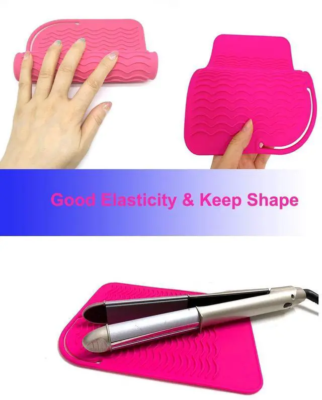 Alt view image 2 of 7 - Resistant Mat for Curling Iron, Flat Irons and Hair Straightener Hair Styling Tools 9" x 6.5", Food Grade Silicone, Pink