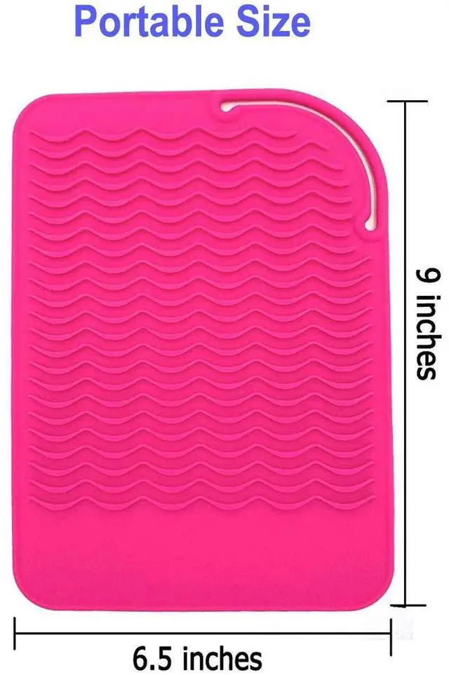 Alt view image 4 of 7 - Resistant Mat for Curling Iron, Flat Irons and Hair Straightener Hair Styling Tools 9" x 6.5", Food Grade Silicone, Pink