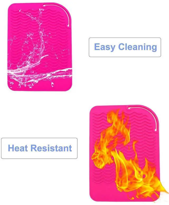 Alt view image 5 of 7 - Resistant Mat for Curling Iron, Flat Irons and Hair Straightener Hair Styling Tools 9" x 6.5", Food Grade Silicone, Pink