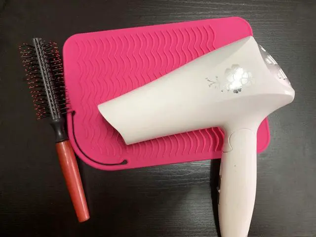 Alt view image 7 of 7 - Resistant Mat for Curling Iron, Flat Irons and Hair Straightener Hair Styling Tools 9" x 6.5", Food Grade Silicone, Pink