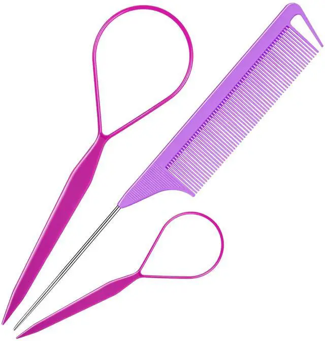 Main image of Hair Loop Tool, French Braid Tool for Hair Styling, Daliy or Dance | Durable Plastic, DIY Hair Styling, Daily at Home, Salon, For Girl, Women and Dancer, Topsy Tail Hair Tools with Rat Tail Comb