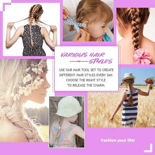 Alt view image 6 of 6 - Hair Loop Tool, French Braid Tool for Hair Styling, Daliy or Dance | Durable Plastic, DIY Hair Styling, Daily at Home, Salon, For Girl, Women and Dancer, Topsy Tail Hair Tools with Rat Tail Comb