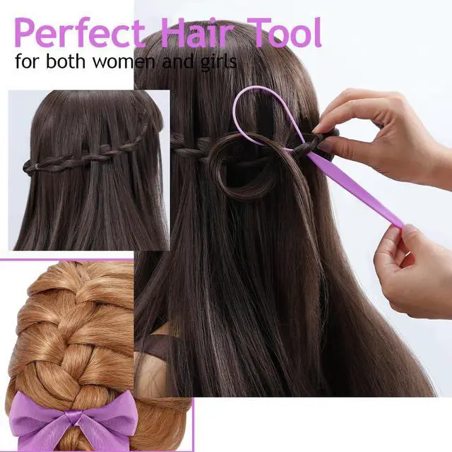 Alt view image 5 of 6 - Hair Loop Tool, French Braid Tool for Hair Styling, Daliy or Dance | Durable Plastic, DIY Hair Styling, Daily at Home, Salon, For Girl, Women and Dancer, Topsy Tail Hair Tools with Rat Tail Comb