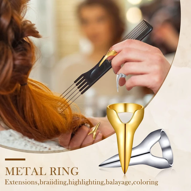 Alt view image 5 of 7 - 6 Pcs Hair Parting & Sectioning Rings Stitch Braid Finger Tools | metal retro hair accessories for hair extensions, designed for women daily hairstyling, and professional salon application