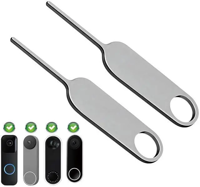 Main image of Security Pin Key Compatible with Nest Video Doorbell, 2 Pack | Release Removal Pin Tool for Battery Replacement and Backplate Opening, Stainless Steel Doorbell Key for Nest/Alro Doorbell